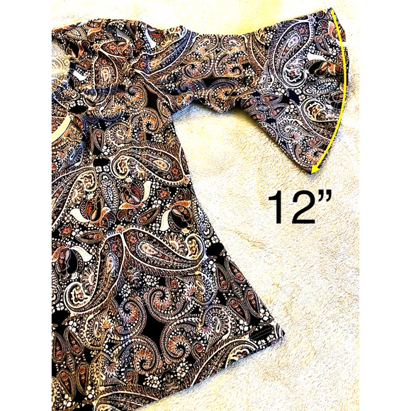 Theo & B Paisley Printed Boho Top Blouse new no tag Y2K look Size L - Picture 7 of 10